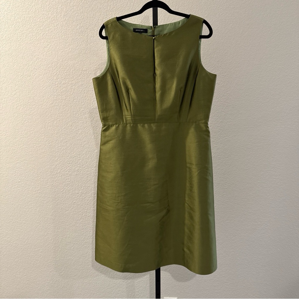 Lafayette 148 Green Silk Blend Sleeveless Sheath Dress 14